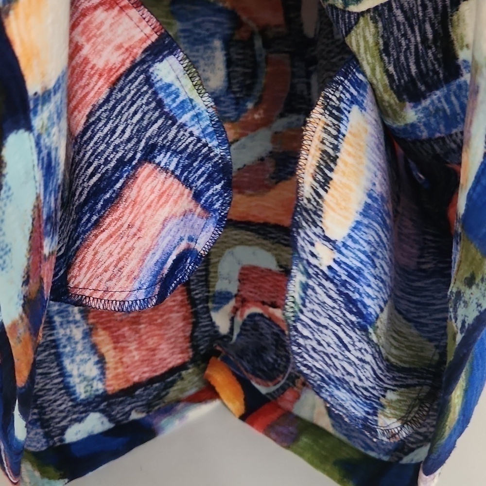 Ali Miles Colorful Abstract Patterned Coat Bell Sleeve Career Artsy Contemporary - Picture 8 of 12